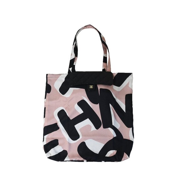 Chanel Caviar Fabric Quilted Foldable Tote With Chain Black Multicolor - Picture 1 of 4